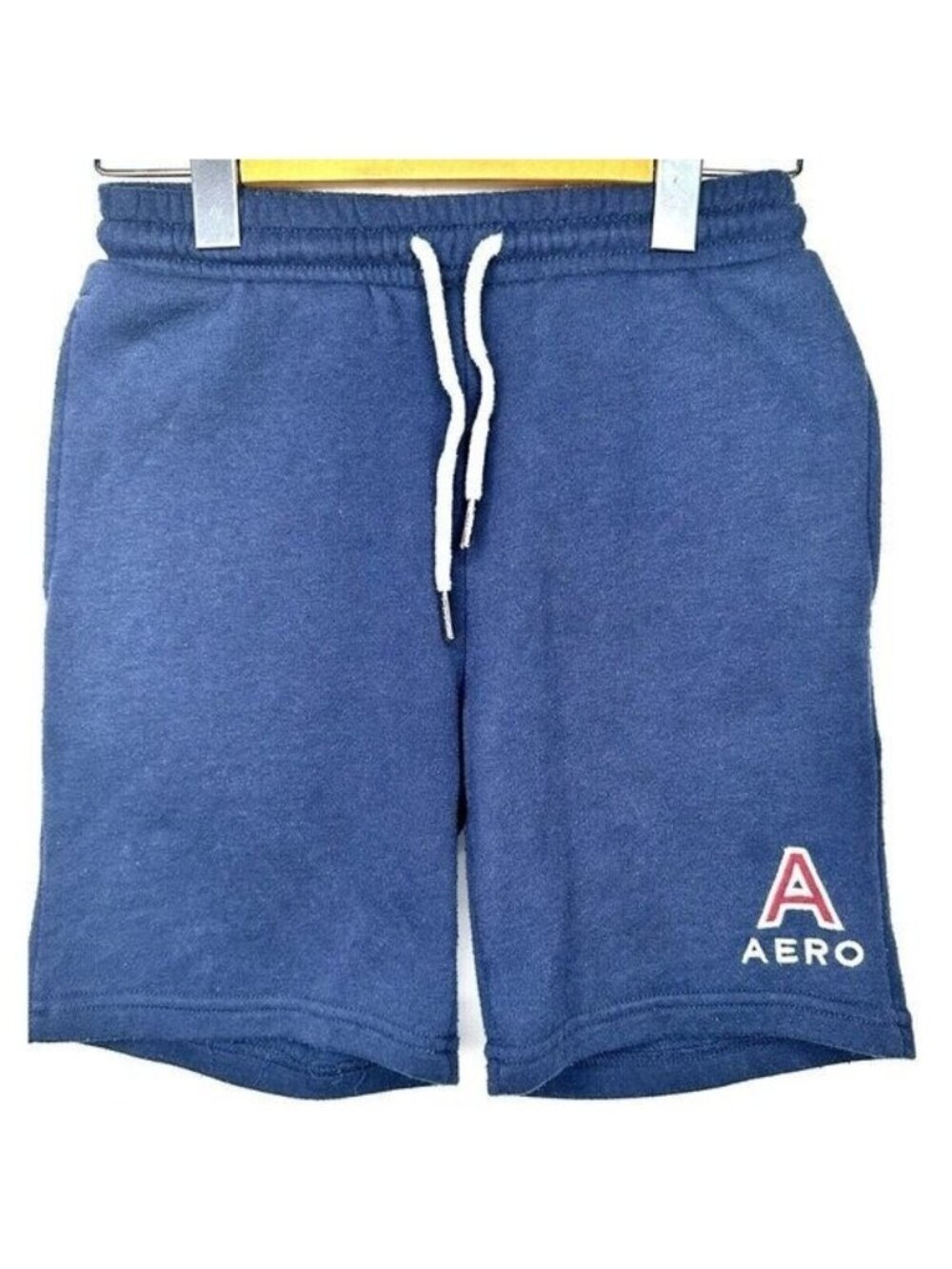 Aeropostale Sweat Shorts Boys M 10/12 Blue Fleece Drawstring Pull On Logo Pocket